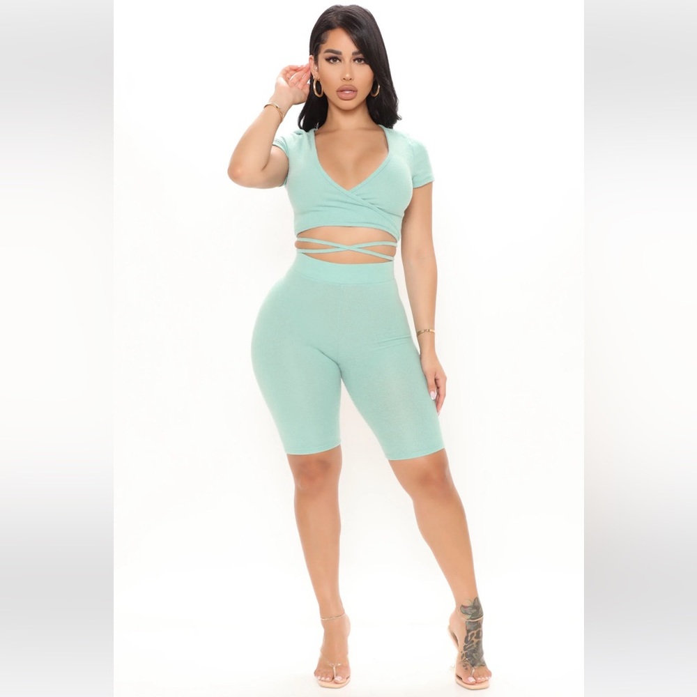 Biker set * fashion nova Sage small